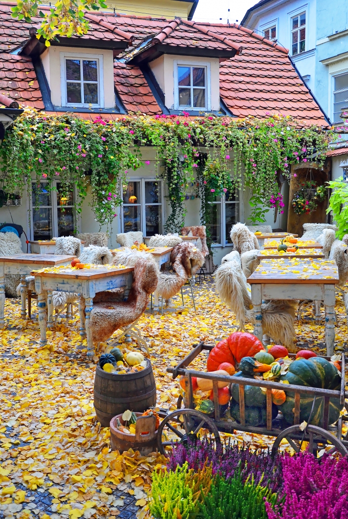 Autumn Al Fresco Dining in Prague by Louis Arthur Norton