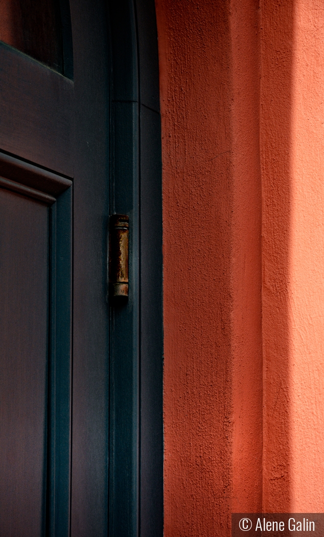 Blue Door Orange Border by Alene Galin