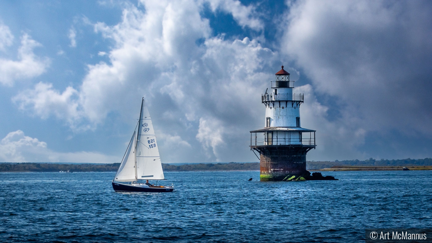 Bristol Point Light - Mt. Hope Bay - RI by Art McMannus