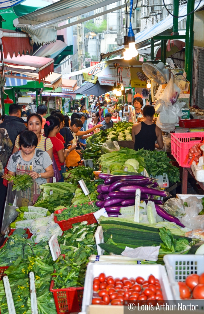 Bustling  Marketing Day In  Hong Kong by Louis Arthur Norton