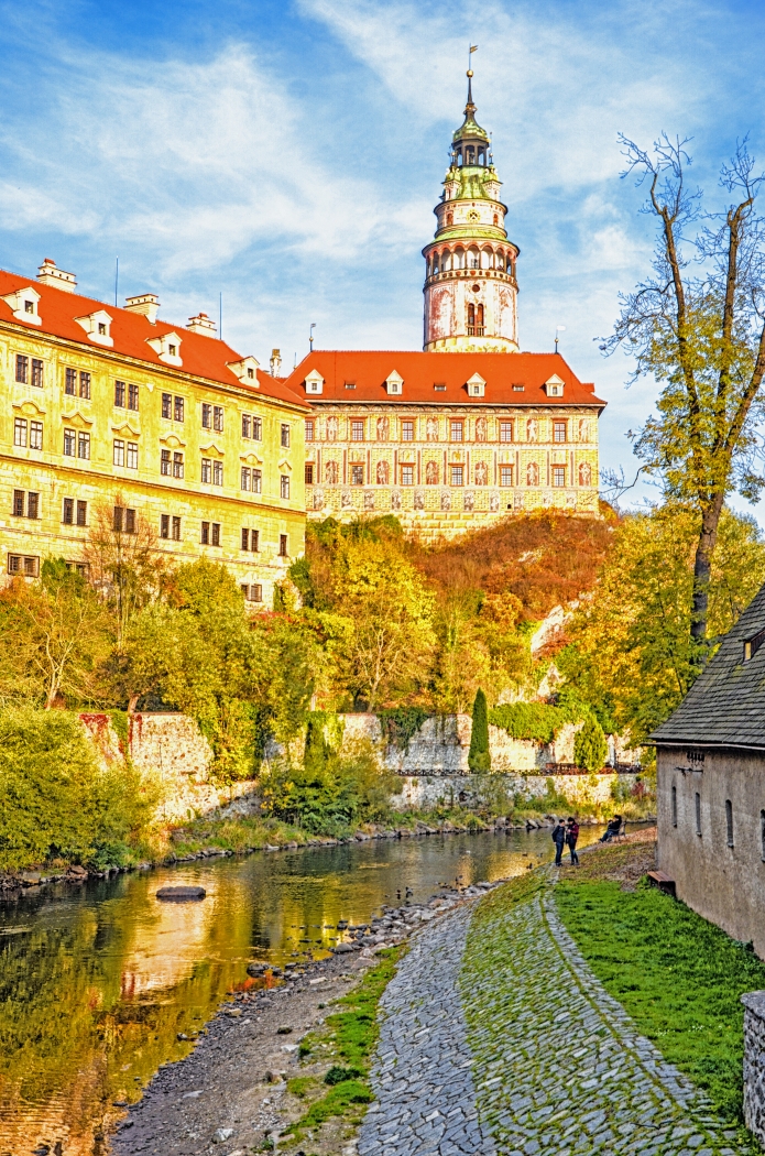 Castle By the River In Cesky Krumlov by Louis Arthur Norton