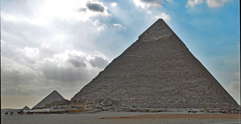 Desert Shower Approaches GIza Pyramids by Lou Norton