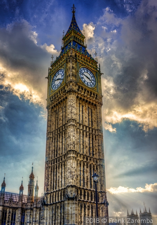 Elizabeth Tower in the setting sun by Frank Zaremba