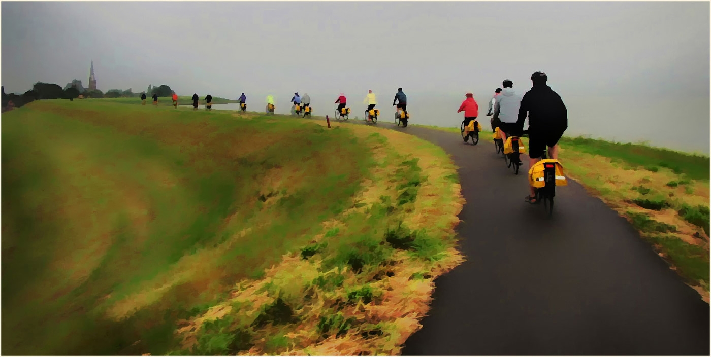 Foggy Morning Bikeride by Alene Galin