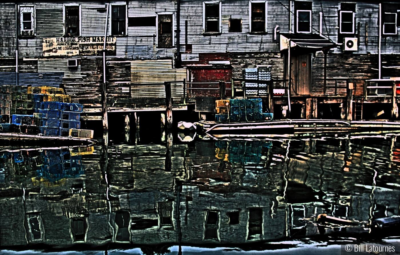 Harbor Fish Pier After Dark by Bill Latournes