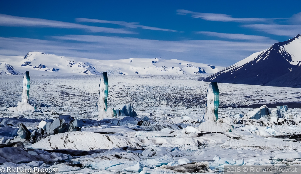 Ice guitars rising from the ice flow by Richard Provost