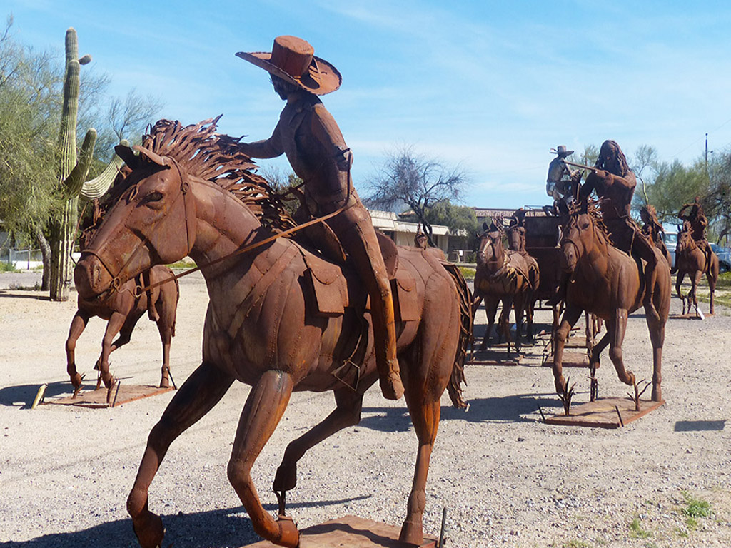 Indian Attack Sculpture by Gil Kleiner