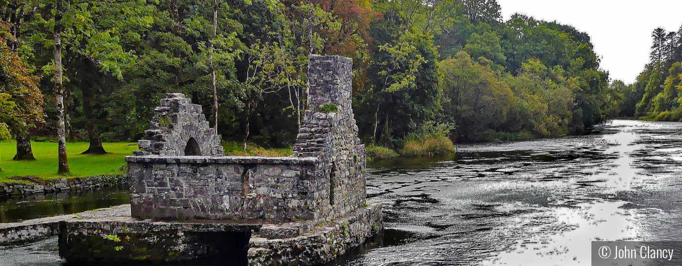 Ireland, Cong River, ancient monk's fishing house by John Clancy