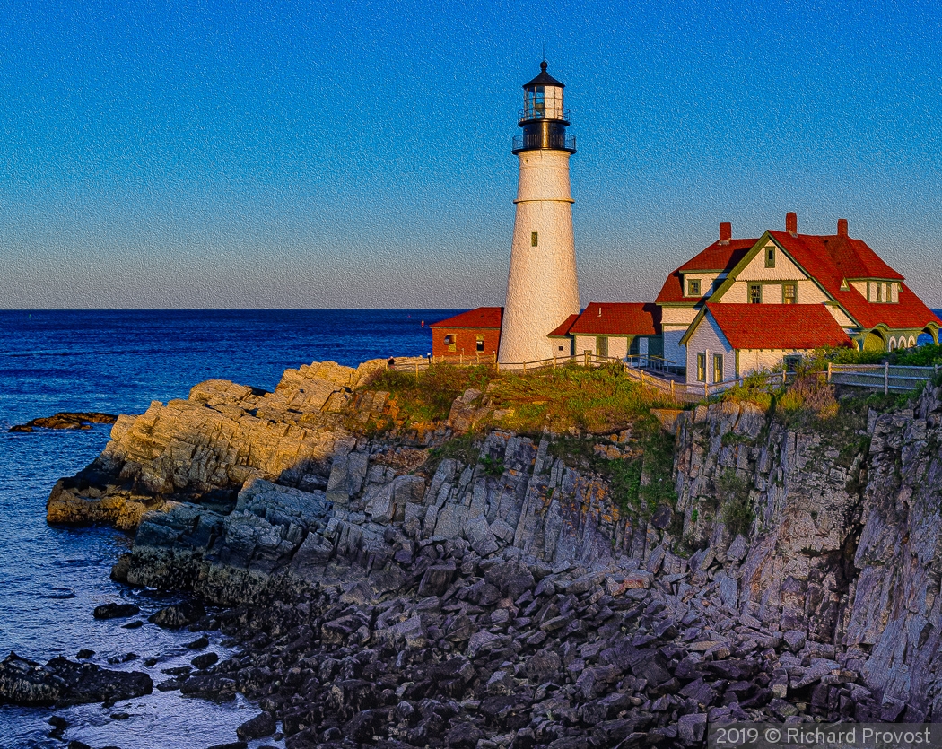 Oil painting of Portland Light at dawn by Richard Provost