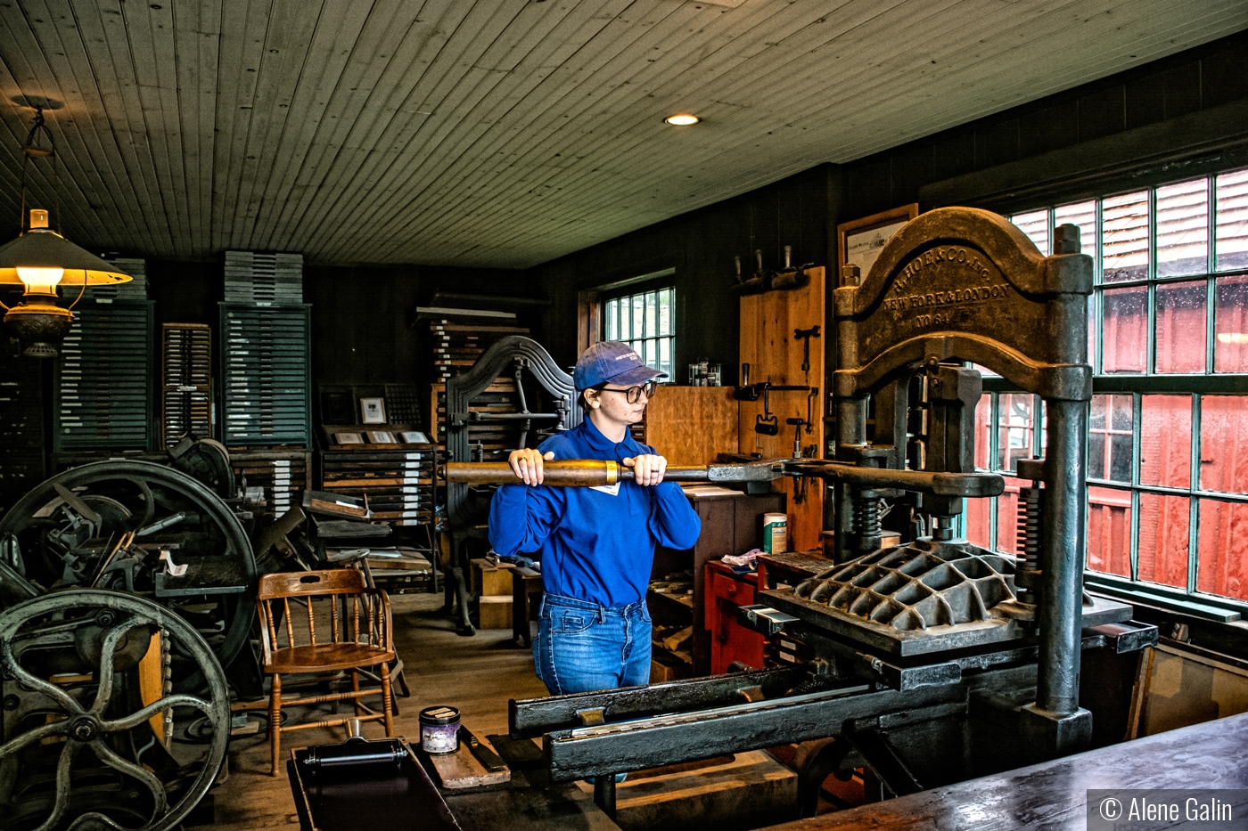 Old Printing Press, Mystic by Alene Galin