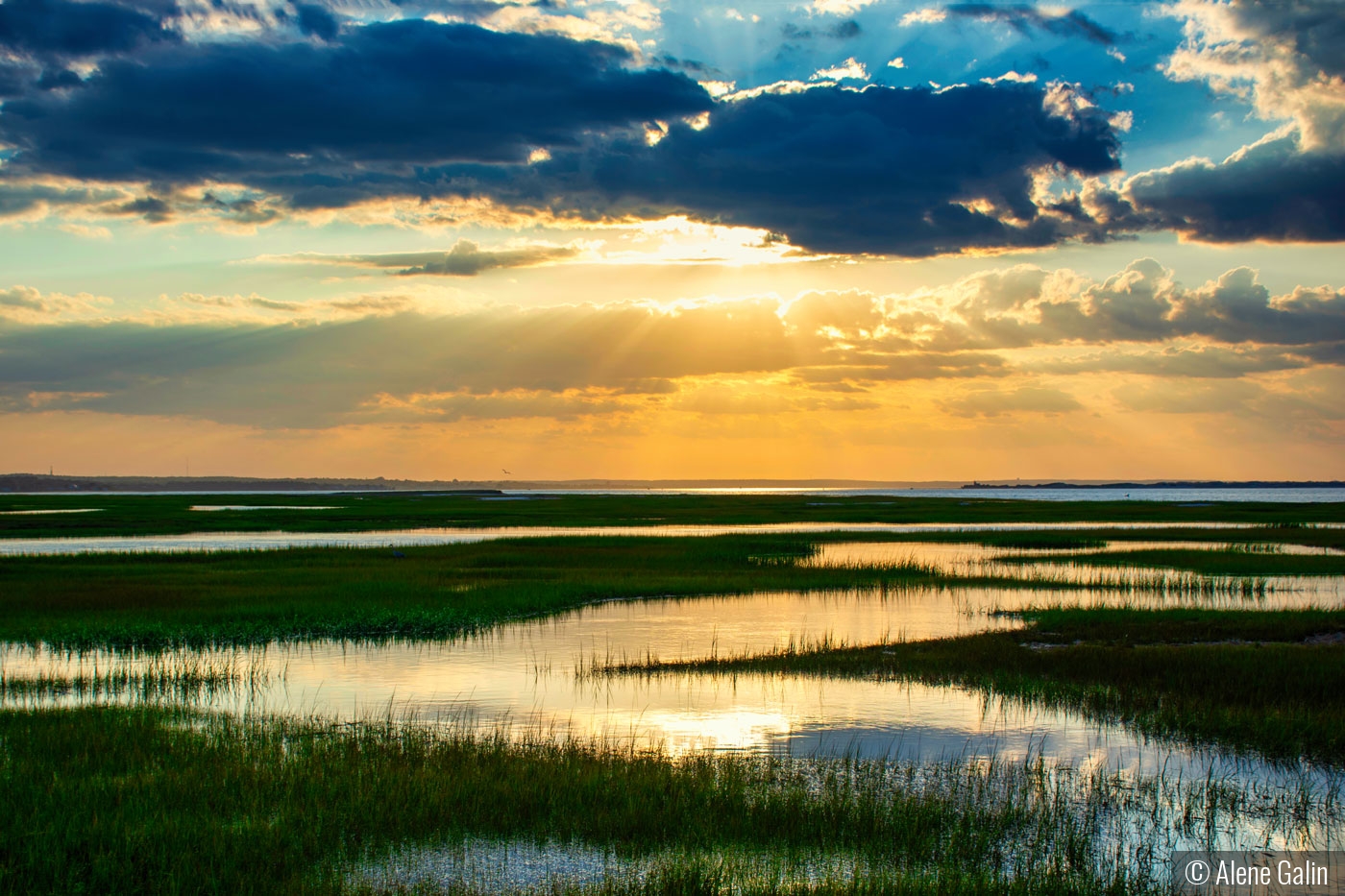 Sunset at Cape Cod Bay by Alene Galin