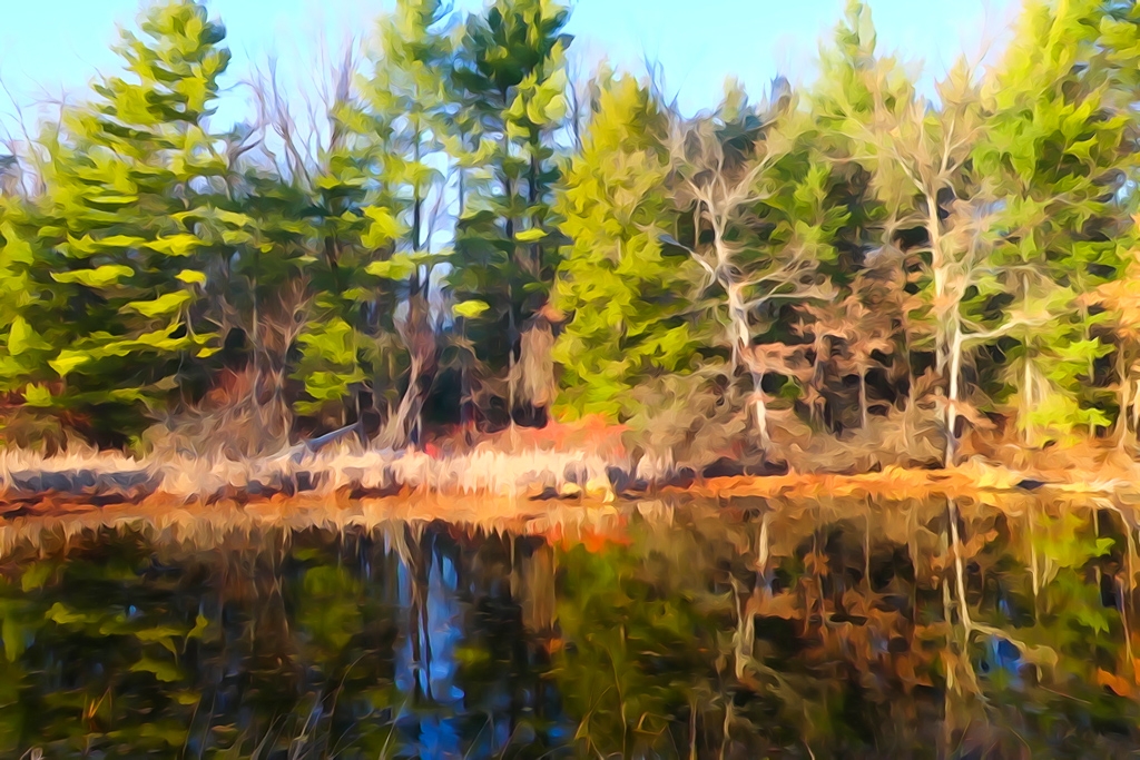 Watercolor Town Forest Road by Marylou Lavoie