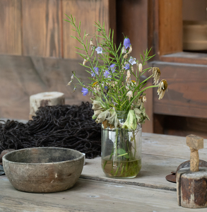 Barn Table and Bluebell Flowers - Photo by Kevin Hulse