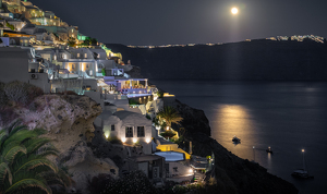 Full Moon in Santorini - Photo by Bill Payne