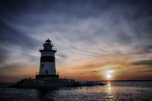 Passing Latimer Reef Lighthouse at Dusk - Photo by Bill Payne