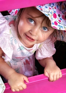 Sophia in Her Playhouse - Photo by Dolores Brown