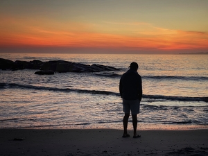 Sun Rising on Fortunes Rocks Beach - Photo by Dolores Brown