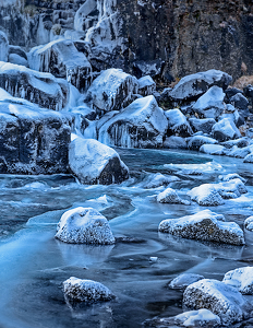 Winter Runoff from the falls - Photo by Richard Provost